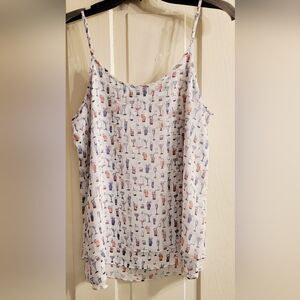 Summer Alett!!! Maurices White and Pink Patterned Tank Top. Size S